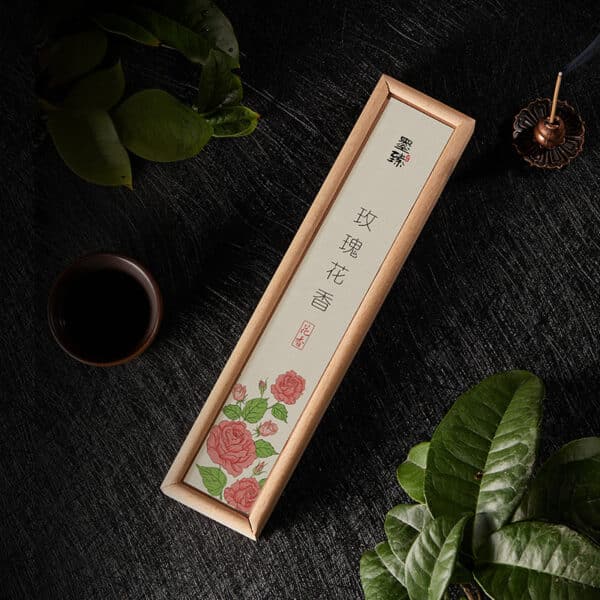 handmade natural rose incense sticks wooden box