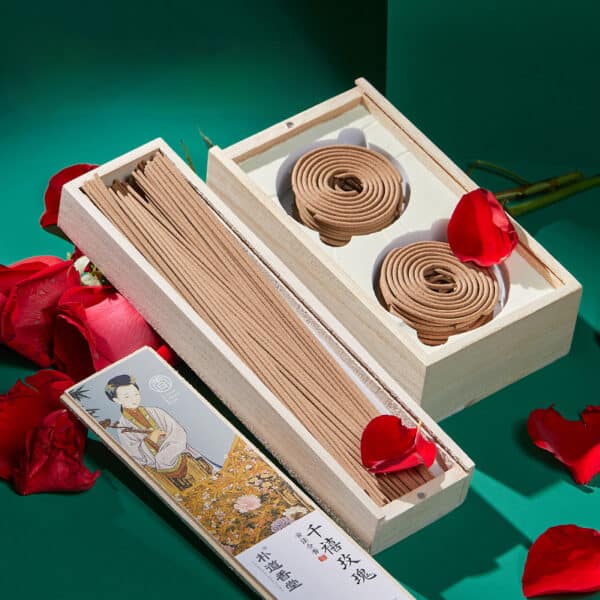 natural organic rose aromatherapy stick & coil incense box