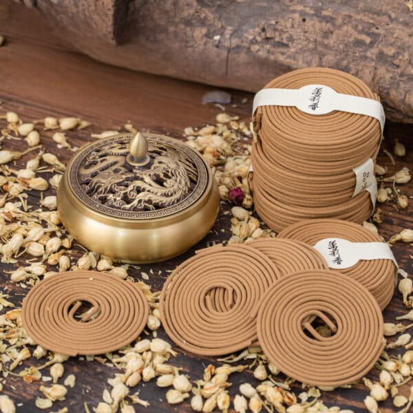 premium handmade natural jasmine incense coils for aromatherapy